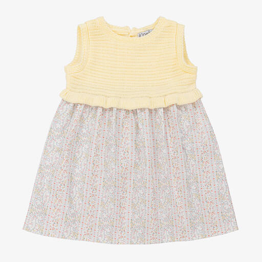 Mebi-Girls Yellow Floral Knit Dress | Childrensalon Outlet