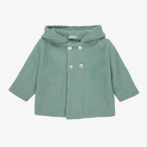 Mebi-Green Knitted Hooded Jacket | Childrensalon Outlet
