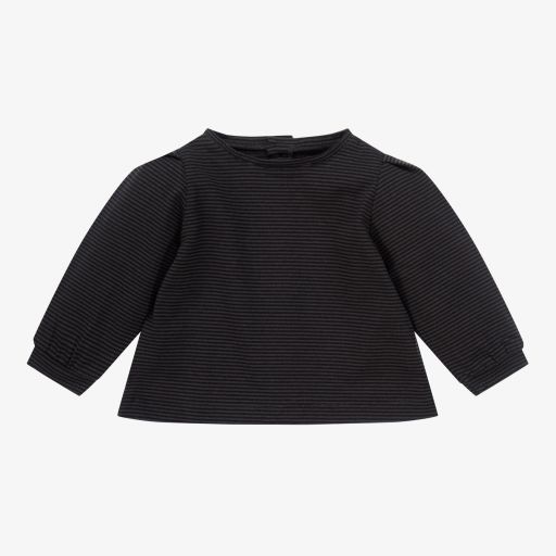 Mebi-Grey & Black Striped Baby Top | Childrensalon Outlet