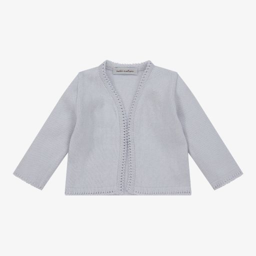 Mebi-Grey Cotton Knit Cardigan | Childrensalon Outlet