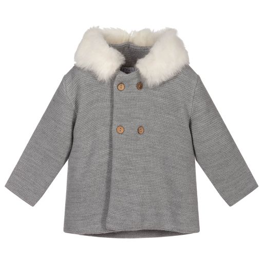 Mebi-Grey Knitted Baby Jacket | Childrensalon Outlet