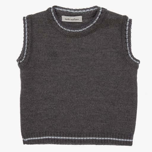 Mebi-Grey Knitted Baby Slipover | Childrensalon Outlet