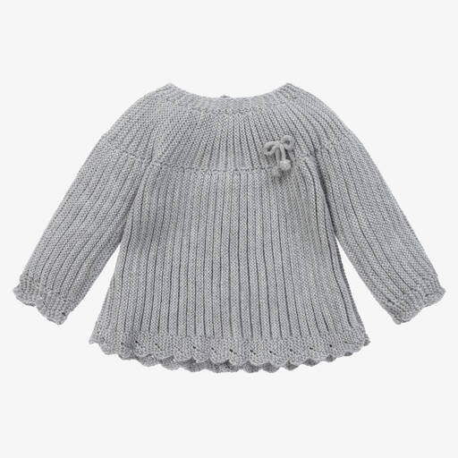 Mebi-Grey Knitted Baby Sweater | Childrensalon Outlet