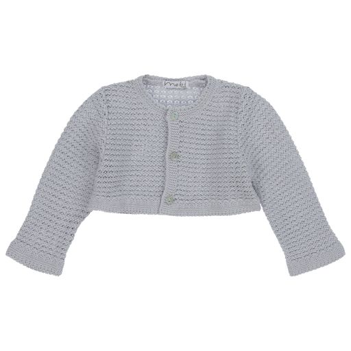 Mebi-Grey Knitted Cotton Cardigan | Childrensalon Outlet