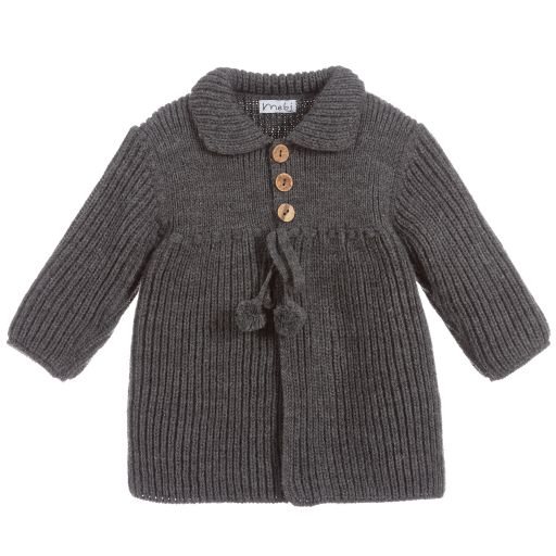 Mebi-Grey Knitted Pram Coat | Childrensalon Outlet