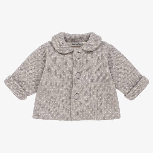Mebi-Grey Knitted Wool Jacket | Childrensalon Outlet