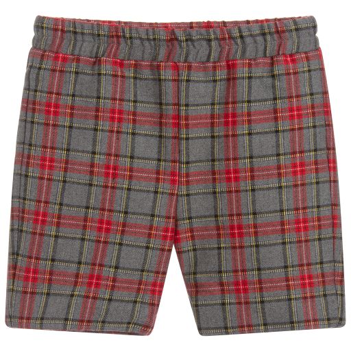 Mebi-Grey & Red Tartan Shorts | Childrensalon Outlet