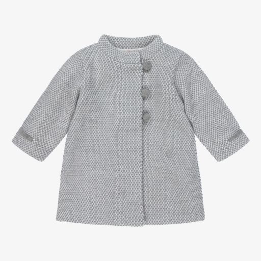 Mebi-Grey Wool & Cashmere Knit Coat | Childrensalon Outlet