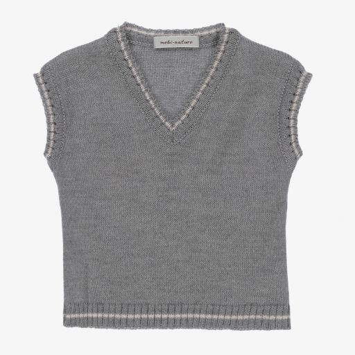 Mebi-Grey Wool Knit Slipover | Childrensalon Outlet