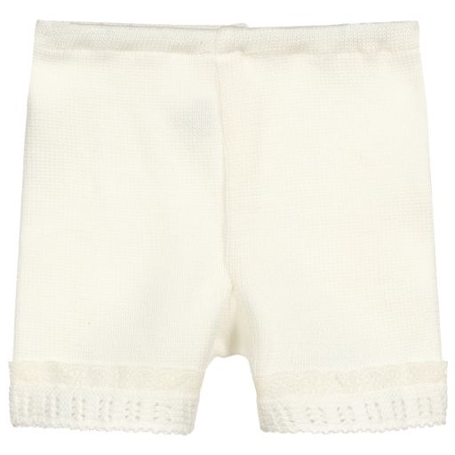 Mebi-Ivory Cotton Knitted Shorts | Childrensalon Outlet