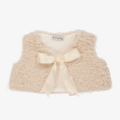 Mebi-Ivory Faux Fur Baby Gilet | Childrensalon Outlet