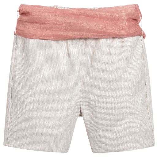 Mebi-Ivory Jacquard Shorts | Childrensalon Outlet
