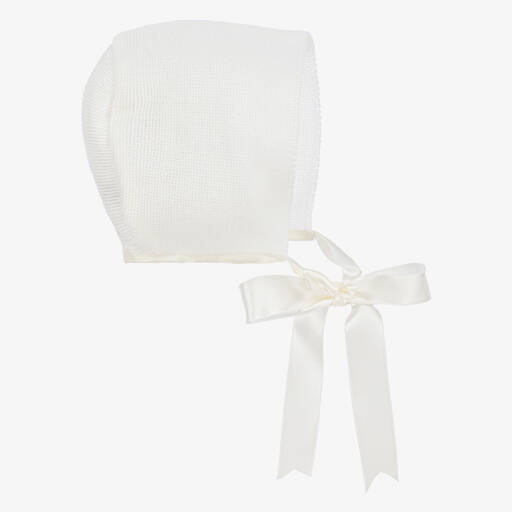 Mebi-Ivory Knitted Baby Bonnet | Childrensalon Outlet