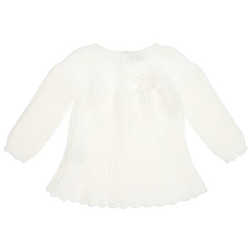 Mebi-Ivory Knitted Baby Sweater | Childrensalon Outlet