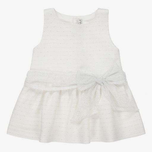 Mebi-Ivory & Silver Sparkle Dress | Childrensalon Outlet