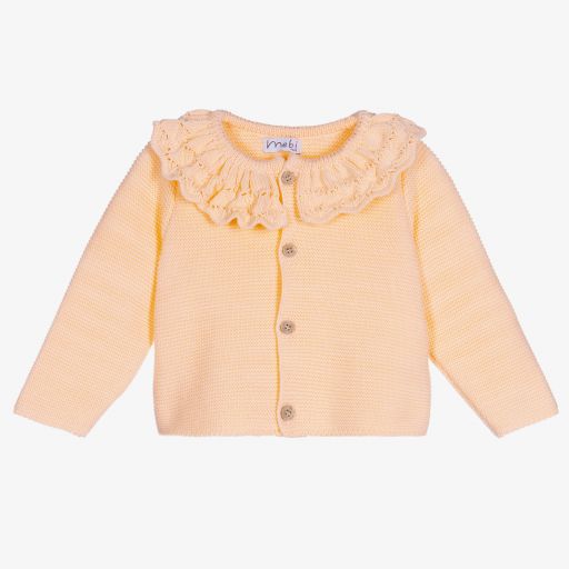 Mebi-Orange Cotton Knitted Cardigan | Childrensalon Outlet