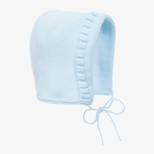 Mebi-Pale Blue Knitted Baby Bonnet | Childrensalon Outlet
