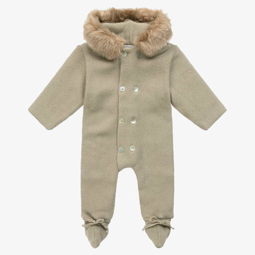 Mebi-Pale Green Knitted Pramsuit  | Childrensalon Outlet