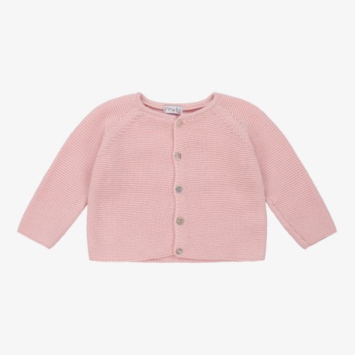 Mebi-Pink Cotton Baby Cardigan | Childrensalon Outlet