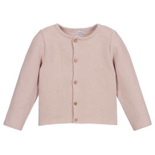 Mebi-Pink Cotton Knit Cardigan | Childrensalon Outlet
