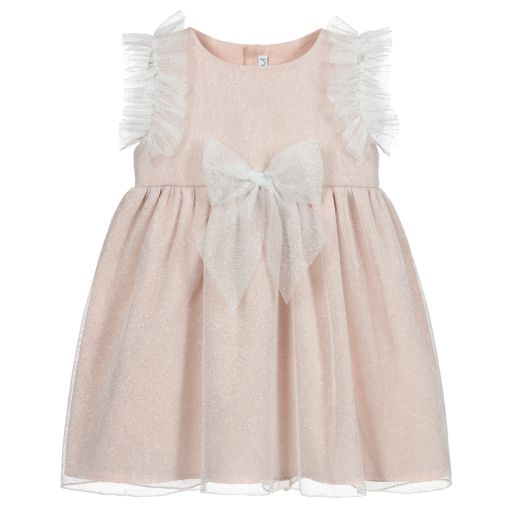 Mebi-Розовое платье из тюля с блестками | Childrensalon Outlet