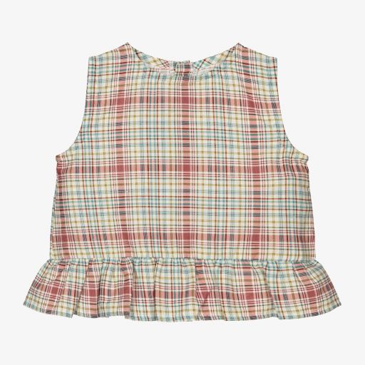 Mebi-Pink & Green Linen Blouse | Childrensalon Outlet