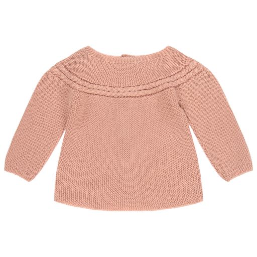 Mebi-Pink Knitted Baby Sweater | Childrensalon Outlet