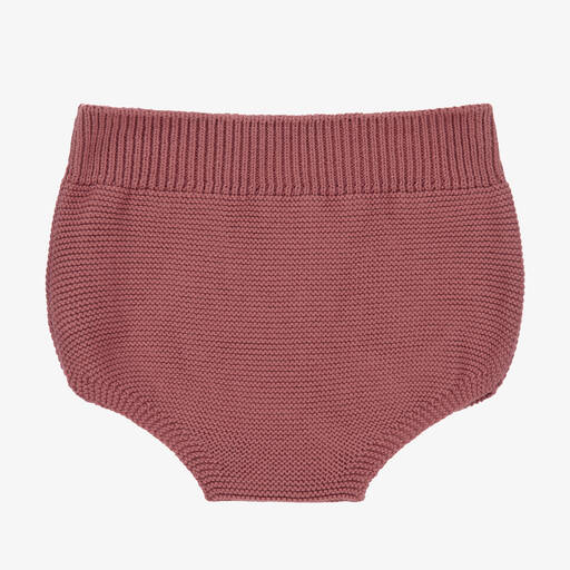Mebi-Pink Knitted Cotton Bloomer Shorts | Childrensalon Outlet