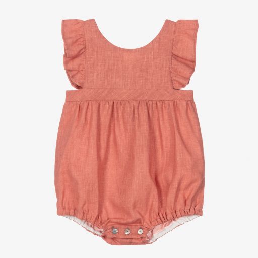 Mebi-Pink Linen Blend Baby Shortie | Childrensalon Outlet