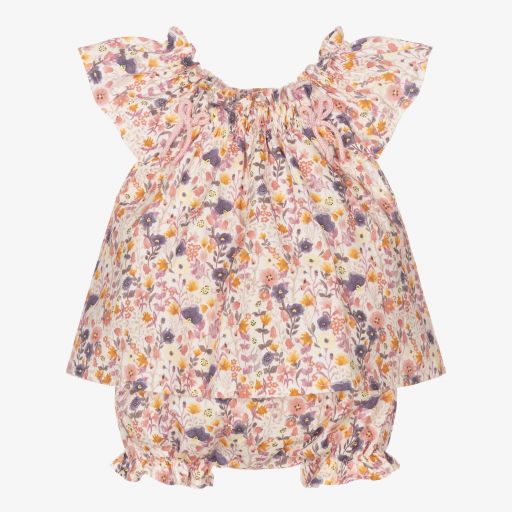 Mebi-Pink & Purple Baby Shorts Set | Childrensalon Outlet