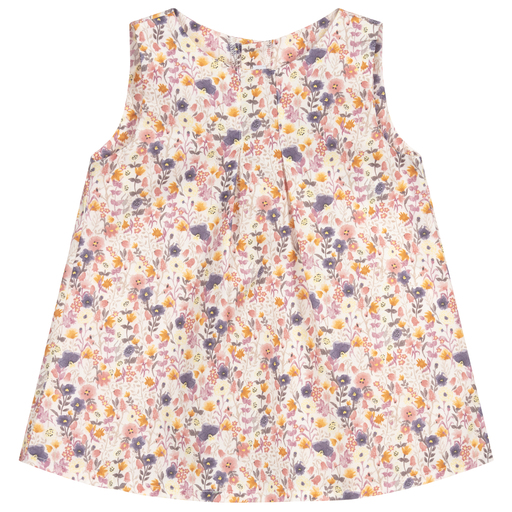 Mebi-Purple Floral Cotton Dress | Childrensalon Outlet
