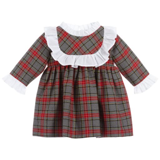 Mebi-Red & Grey Check Dress | Childrensalon Outlet