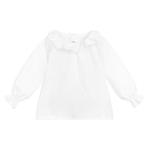 Mebi-White Cotton Blouse  | Childrensalon Outlet