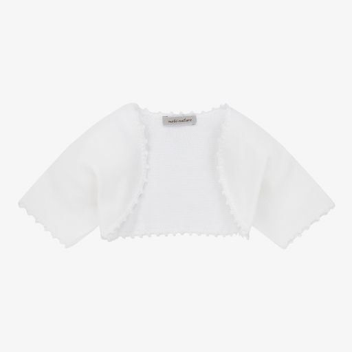 Mebi-White Cotton Knit Cardigan | Childrensalon Outlet