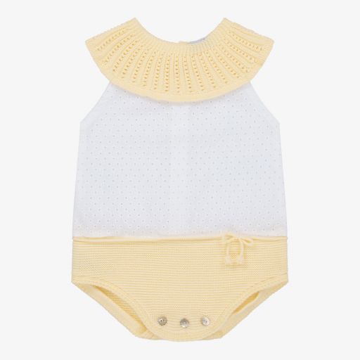 Mebi-Yellow & White Baby Shortie | Childrensalon Outlet