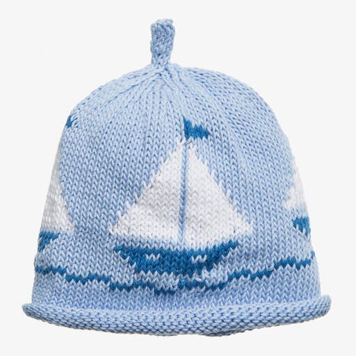 Merry Berries-Baby Blue Cotton Knitted Hat | Childrensalon Outlet