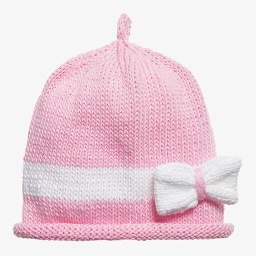 Merry Berries-Baby Pink Cotton Knitted Hat | Childrensalon Outlet