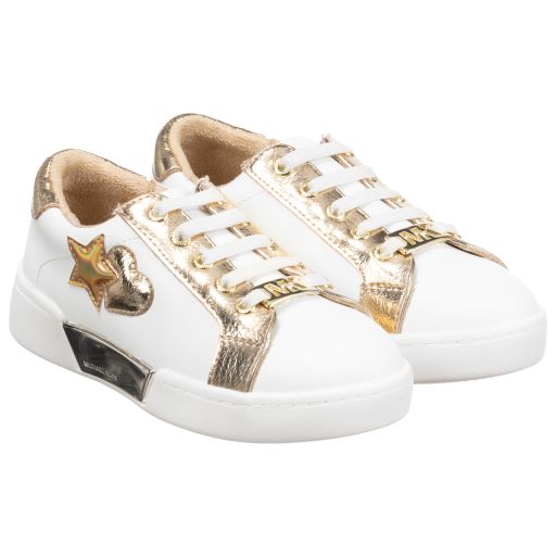 Michael Kors Kids-Girls White Leather Trainers | Childrensalon Outlet