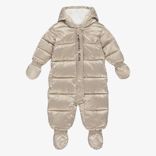 Michael Kors Kids-Baby Girls Gold Logo Snowsuit | Childrensalon Outlet