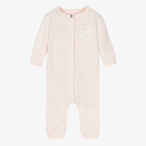 Michael Kors Kids-Baby Girls Pink Cotton Logo Romper | Childrensalon Outlet