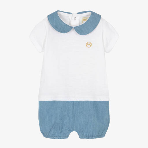 Michael Kors Kids-Бело-голубой хлопковый песочник | Childrensalon Outlet