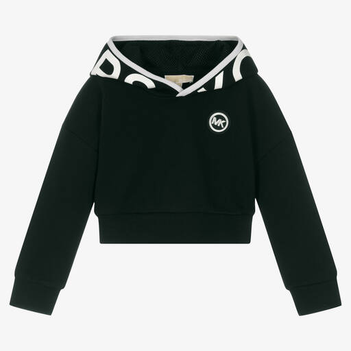 Michael Kors Kids-توب هودي قصير قطن لون أسود للبنات | Childrensalon Outlet