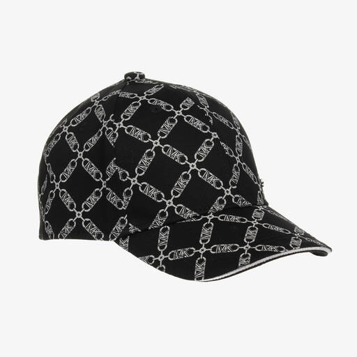 Michael Kors Kids-Girls Black Cotton MK Monogram Chain Cap | Childrensalon Outlet