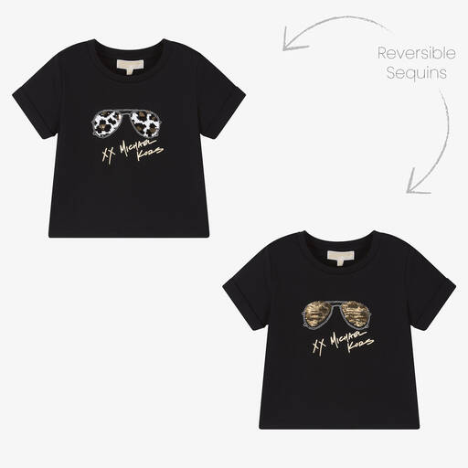 Michael Kors Kids-Girls Black Cotton T-Shirt | Childrensalon Outlet