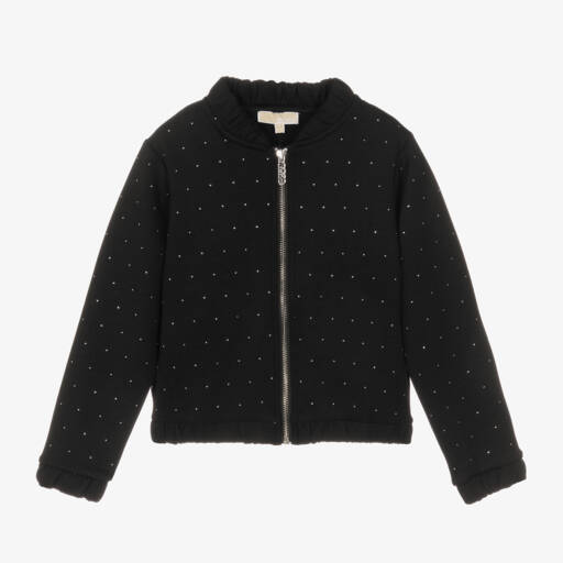 Michael Kors Kids-Girls Black Diamanté Jersey Zip Top | Childrensalon Outlet