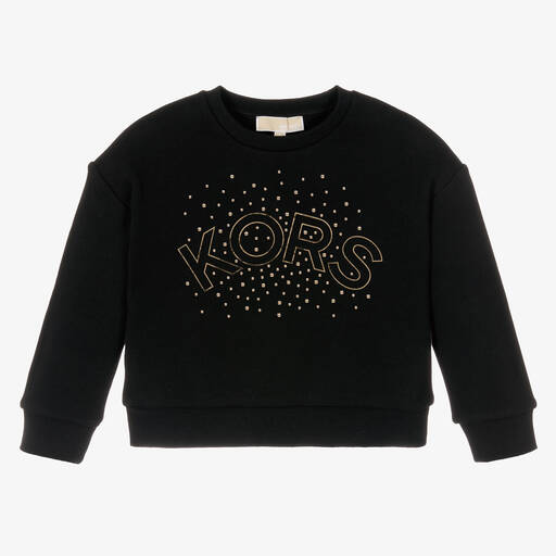 Michael Kors Kids-Girls Black & Gold Cotton Sweatshirt | Childrensalon Outlet