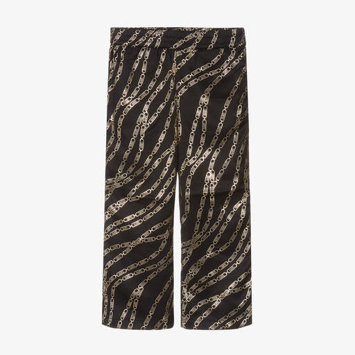 Michael Kors Kids-Girls Black & Gold MK Wide-Leg Trousers | Childrensalon Outlet