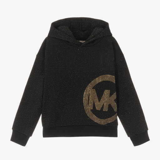 Michael Kors Kids-Girls Black Logo Embellished Hoodie | Childrensalon Outlet