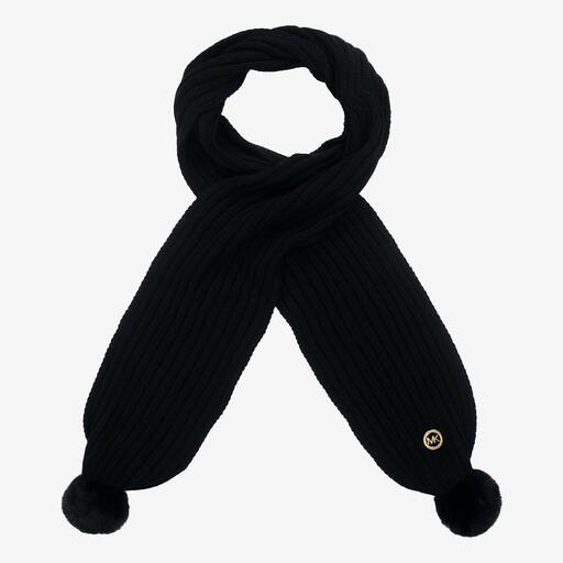 Michael Kors Kids-Черный шарф с помпонами для девочек | Childrensalon Outlet