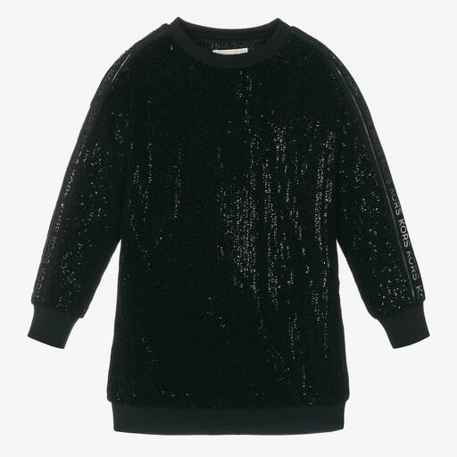 Michael Kors Kids-Girls Black Sequin Sweatshirt Dress | Childrensalon Outlet